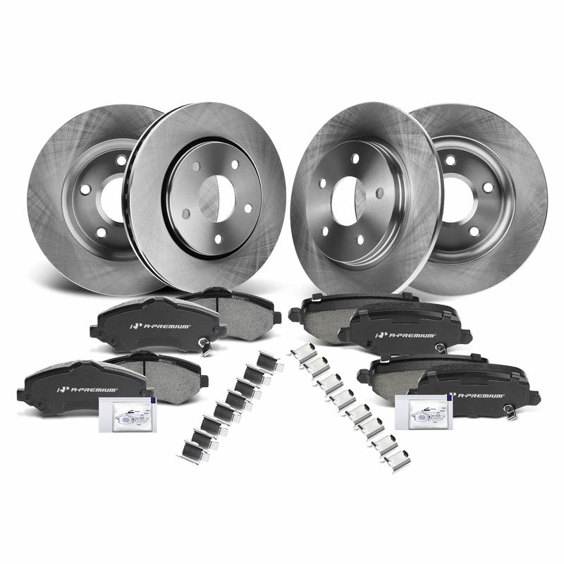 Front & Rear Disc Brake Rotors & Ceramic Brake Pads for Dodge Grand Caravan Ram