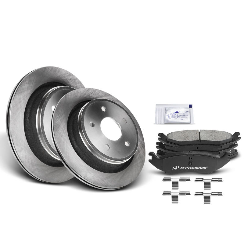 Rear Disc Brake Rotors & Ceramic Brake Pads for Dodge Ram 1500 2005-2010