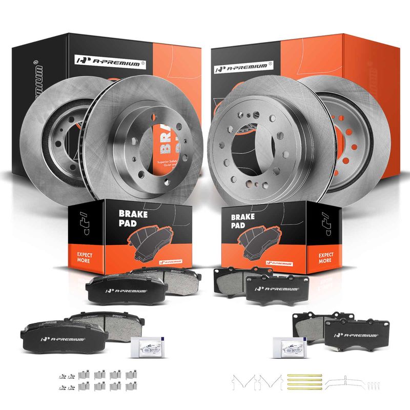 Front & Rear Disc Brake Rotors & Ceramic Brake Pads for Toyota 4Runner 2003-2009
