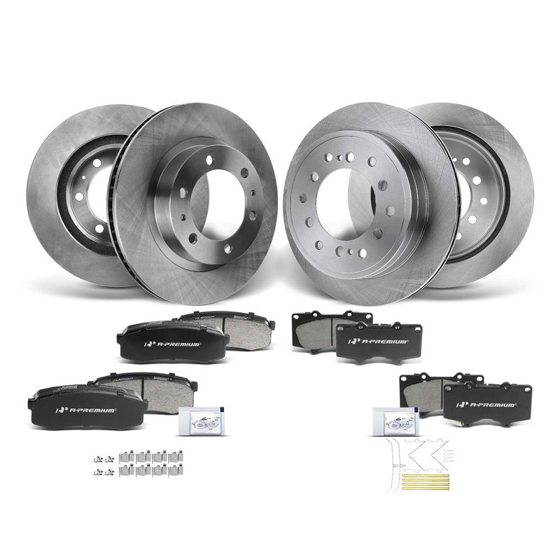 Front & Rear Disc Brake Rotors & Ceramic Brake Pads for Toyota 4Runner 2003-2009