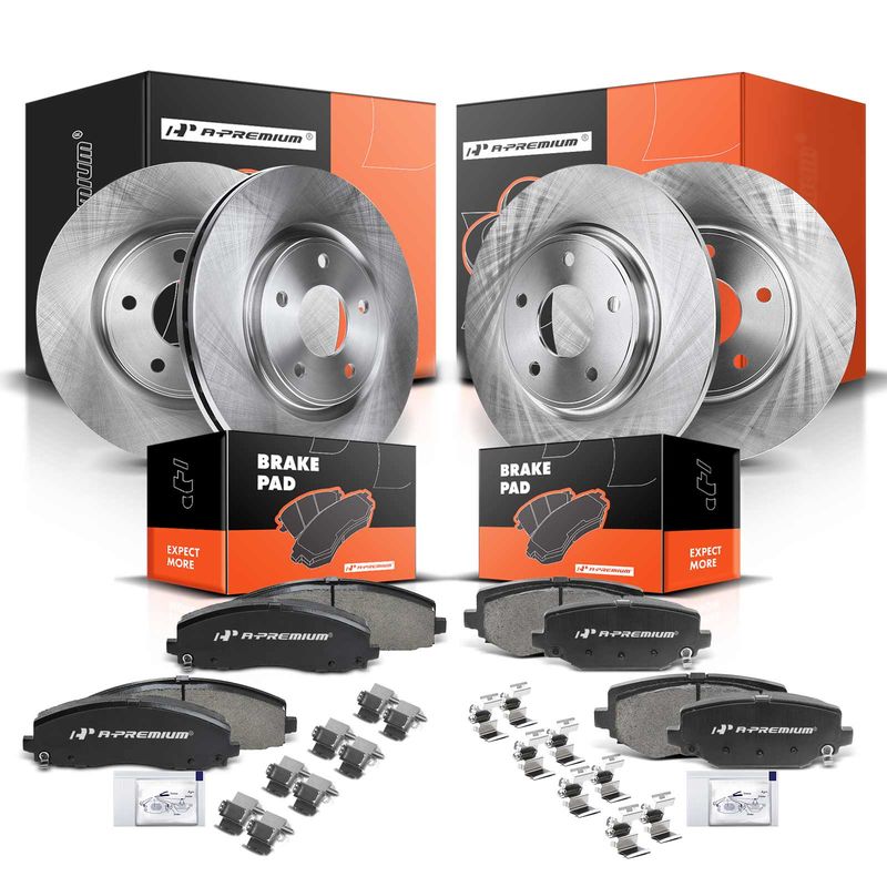 Front & Rear Disc Brake Rotors & Ceramic Brake Pads for Dodge Grand Caravan
