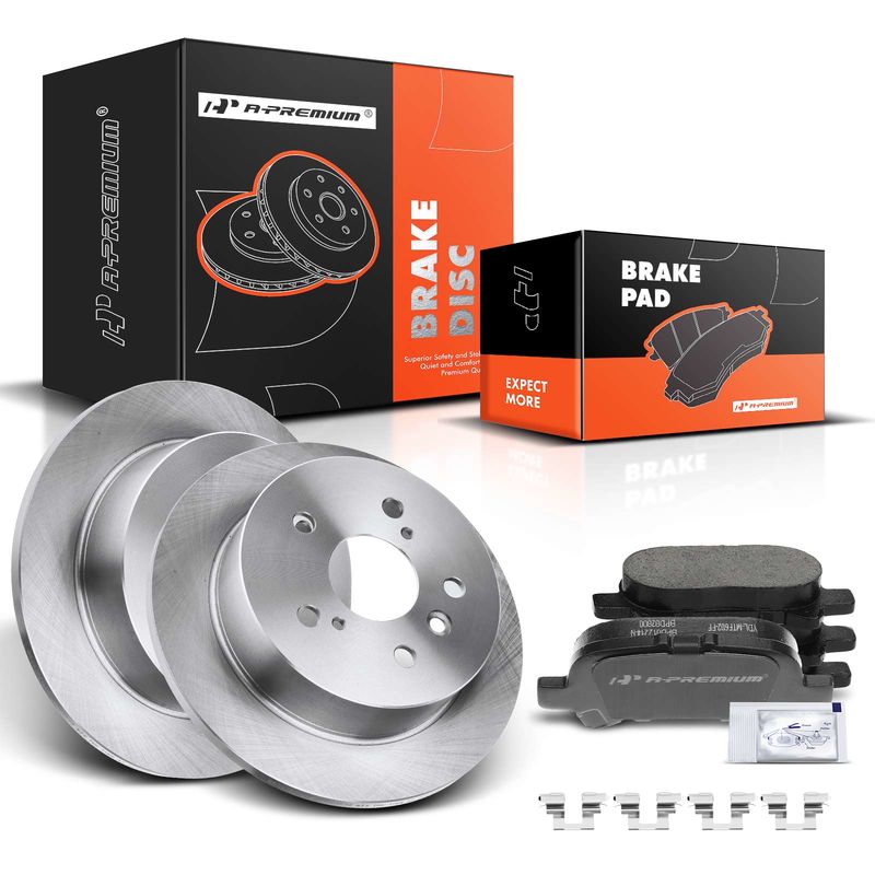 Rear Disc Brake Rotors & Ceramic Brake Pads for Toyota Avalon 05-07 Camry Solara