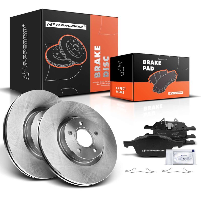 Front Disc Brake Rotors & Ceramic Brake Pads for Ford Escape 13-15 17 Volvo