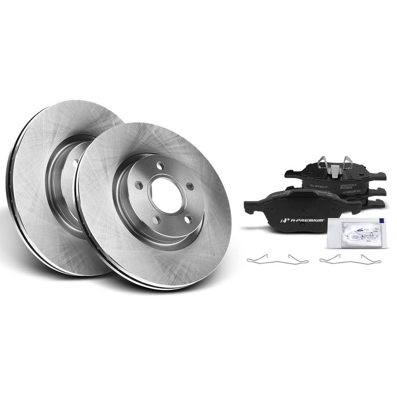 Front Disc Brake Rotors & Ceramic Brake Pads for Ford Escape 13-15 17 Volvo