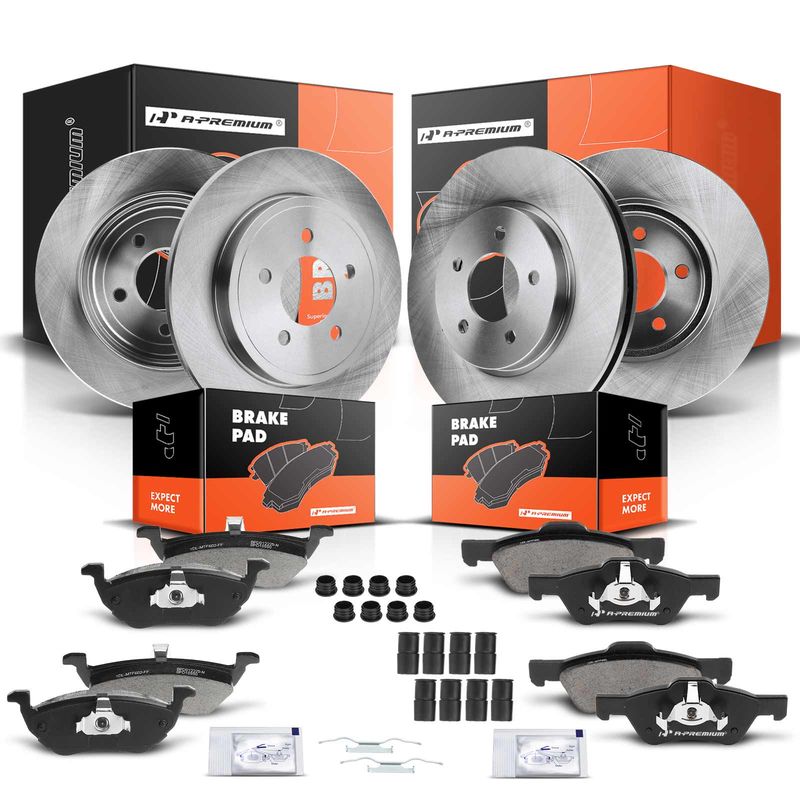 Front & Rear Disc Brake Rotors & Ceramic Brake Pads for Ford Escape Mercury