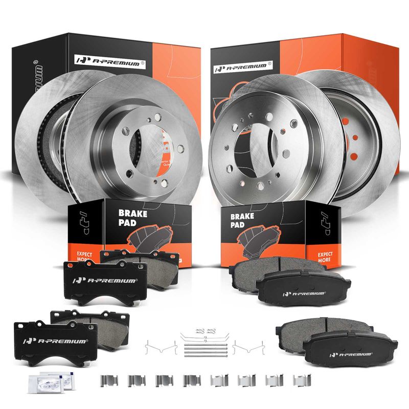 Front & Rear Disc Brake Rotors & Ceramic Brake Pads for Toyota Land Cruiser Lexus