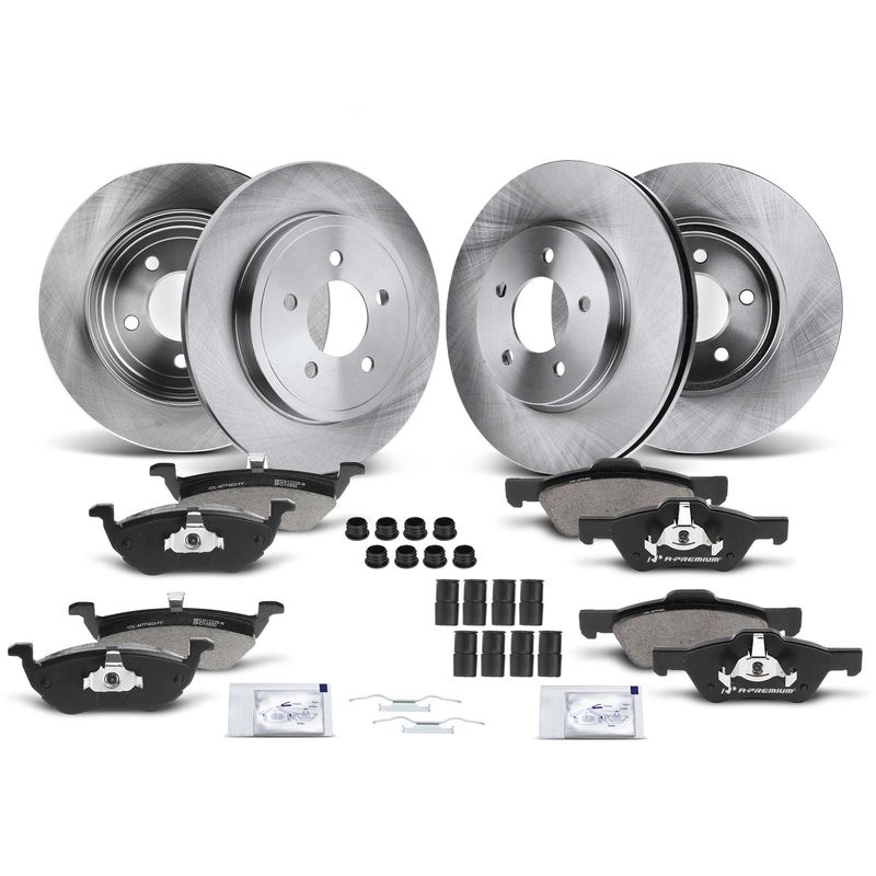 Front & Rear Disc Brake Rotors & Ceramic Brake Pads for Ford Escape Mercury
