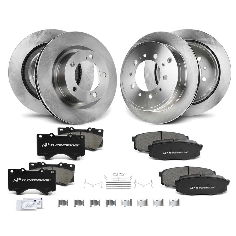 Front & Rear Disc Brake Rotors & Ceramic Brake Pads for Toyota Land Cruiser Lexus