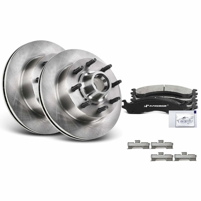 Front Disc Brake Rotors & Ceramic Brake Pads for Ford E-250 E-350 Club Wagon