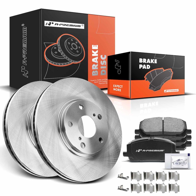 Front Disc Brake Rotors & Ceramic Brake Pads for Toyota Highlander 2001-2007
