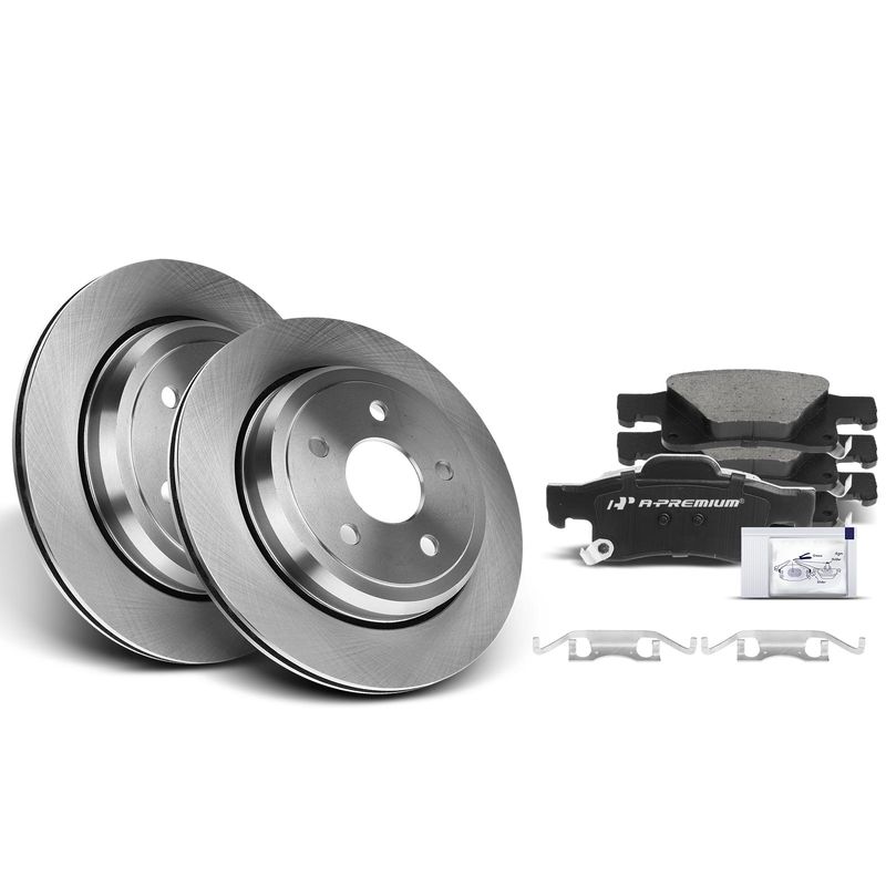 Rear Disc Brake Rotors & Ceramic Brake Pads for Dodge Durango Jeep 11-17