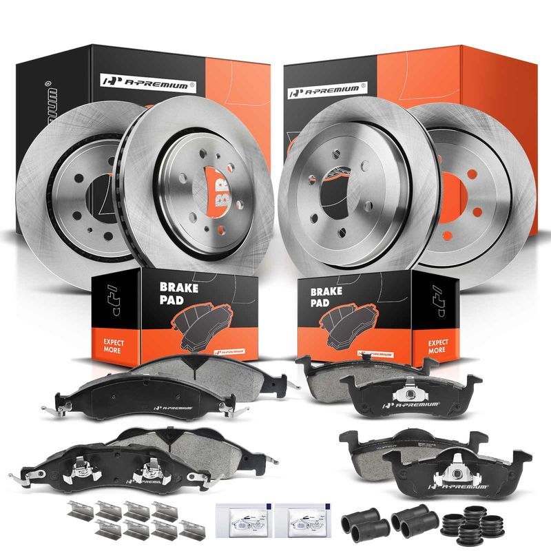 Front & Rear Disc Brake Rotors & Ceramic Brake Pads for Ford Expedition Lincoln