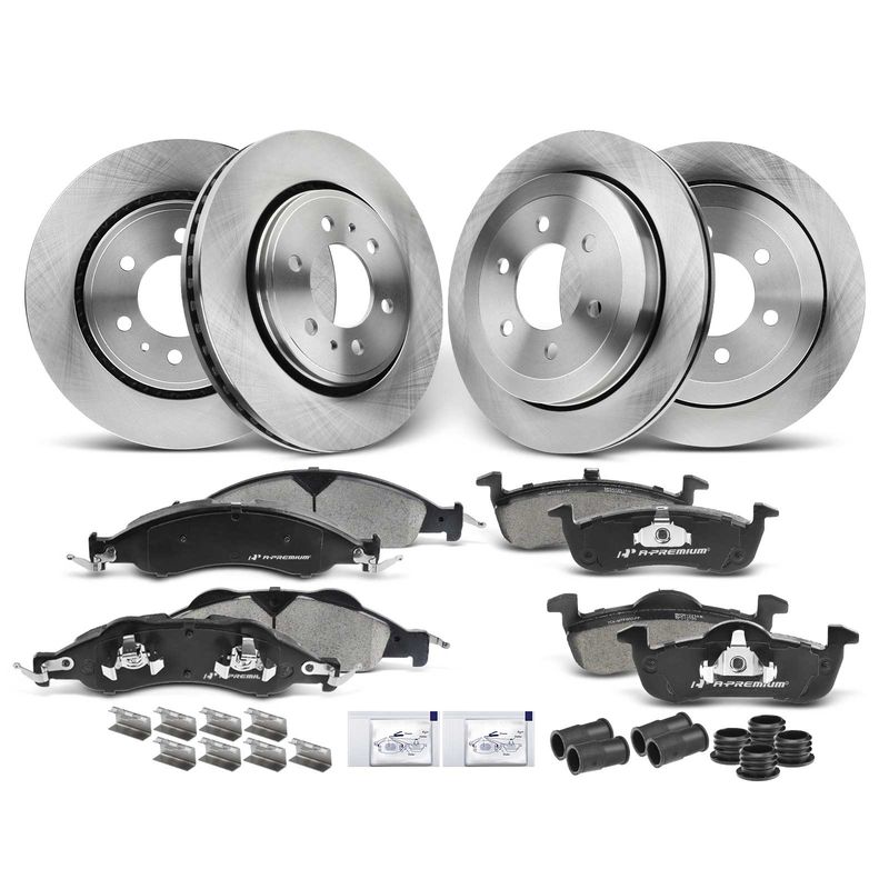 Front & Rear Disc Brake Rotors & Ceramic Brake Pads for Ford Expedition Lincoln