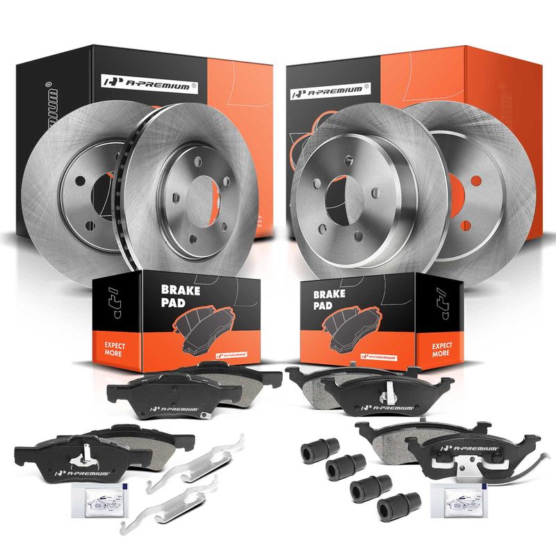 Front & Rear Disc Brake Rotors & Ceramic Brake Pads for Dodge Caravan Chrysler