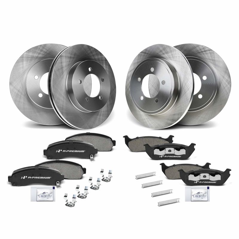 Front & Rear Disc Brake Rotors & Ceramic Brake Pads for Ford Explorer 2002-2005