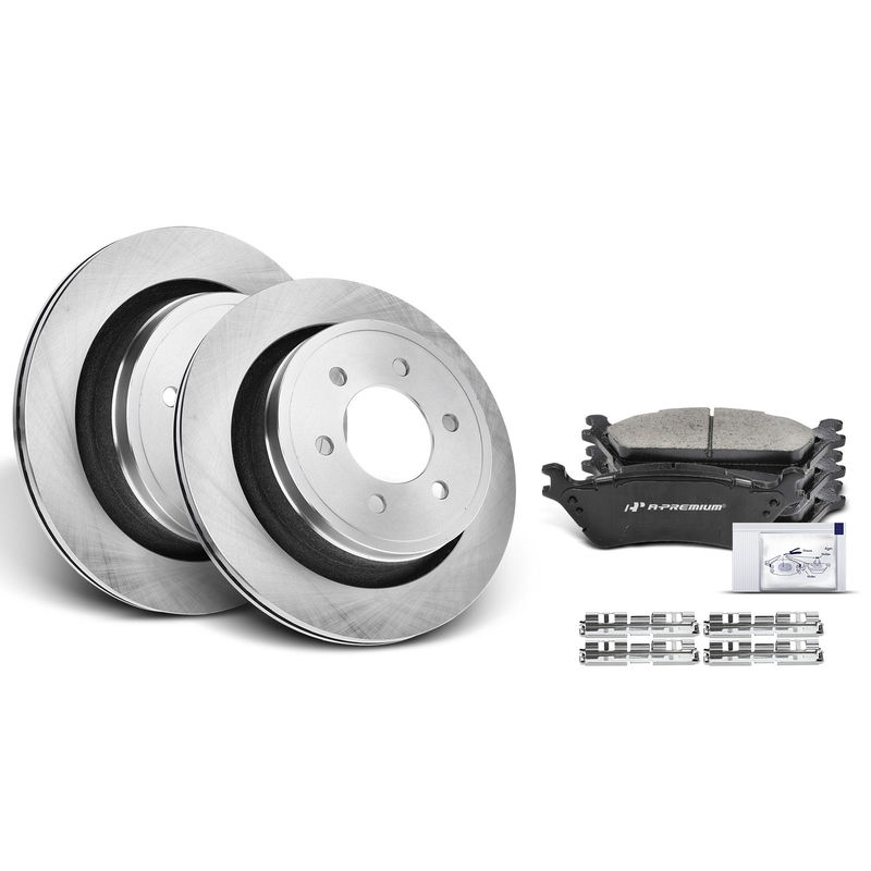 Rear Disc Brake Rotors & Ceramic Brake Pads for Ford F-150 2012-2020 6 Lug
