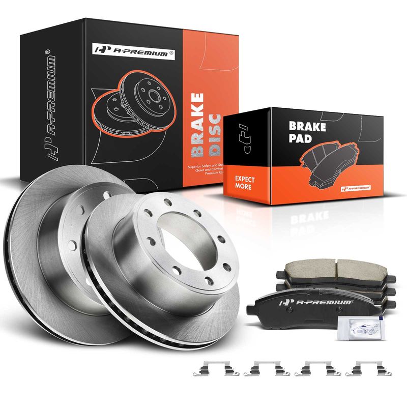 Rear Disc Brake Rotors & Ceramic Brake Pads for Ford Excursion F-250 Super Duty