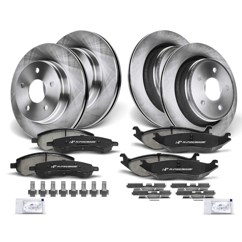 Front & Rear Disc Brake Rotors & Ceramic Brake Pads for Dodge Ram 1500 Durango