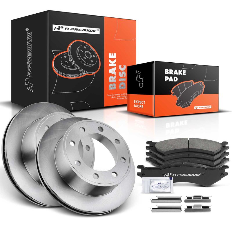Rear Disc Brake Rotors & Ceramic Brake Pads for Ford E-350 Super Duty