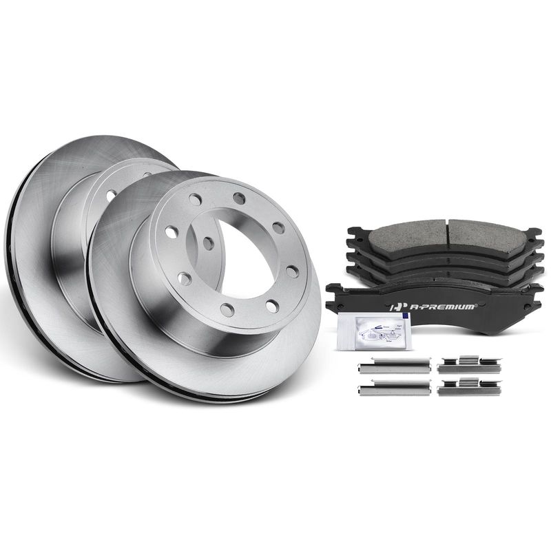 Rear Disc Brake Rotors & Ceramic Brake Pads for Ford E-350 Super Duty