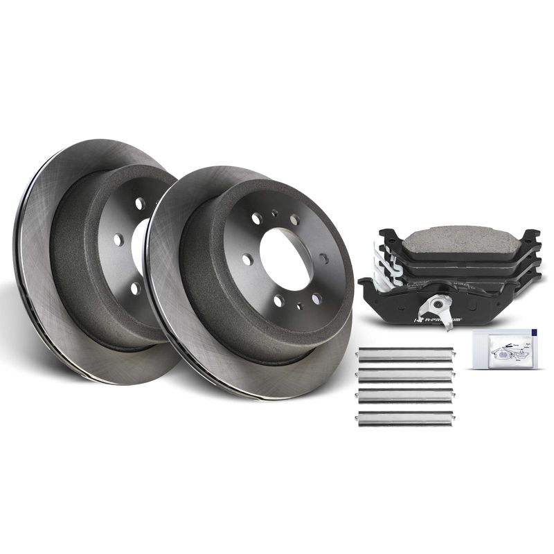 Rear Disc Brake Rotors & Ceramic Brake Pads for Ford F-150 04-11 Lincoln Mark LT
