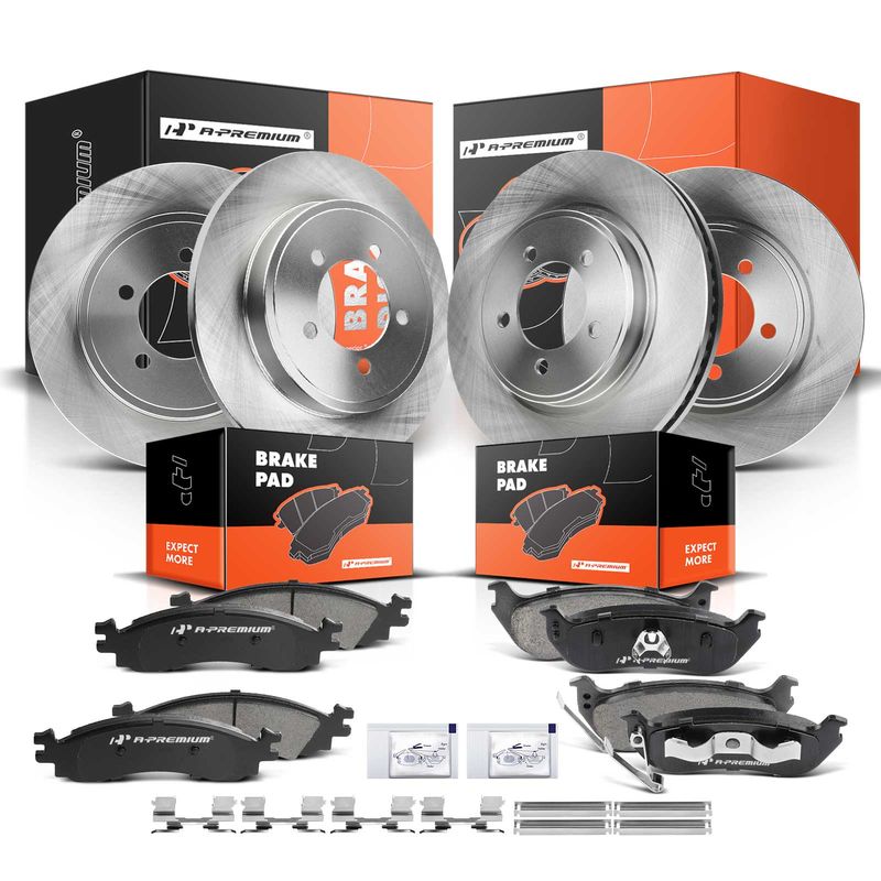 Front & Rear Disc Brake Rotors & Ceramic Brake Pads for Ford Explorer Mercury