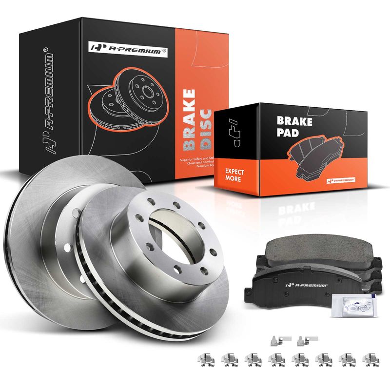 Front Disc Brake Rotors & Ceramic Brake Pads for Ford F-250 F-350 Super Duty