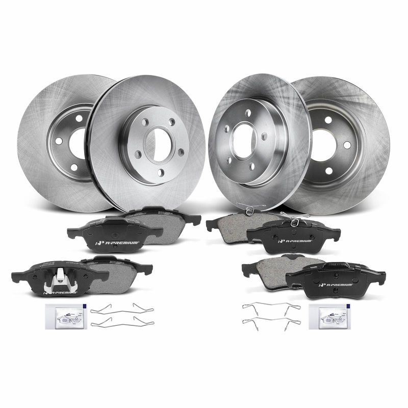 Front & Rear Disc Brake Rotors & Ceramic Brake Pads for Ford Focus 2011-2018