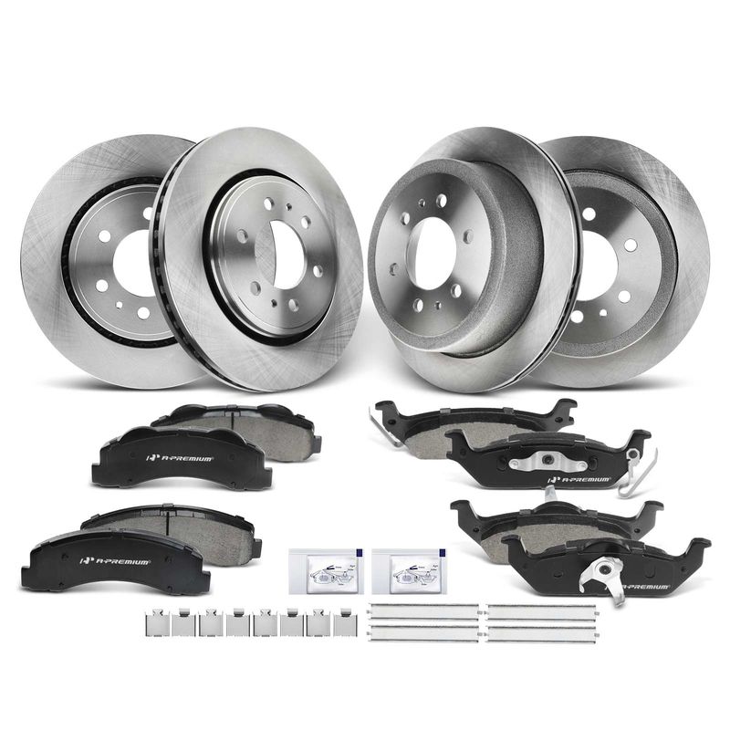 Front & Rear Disc Brake Rotors & Ceramic Brake Pads for Ford F-150 2010-2011