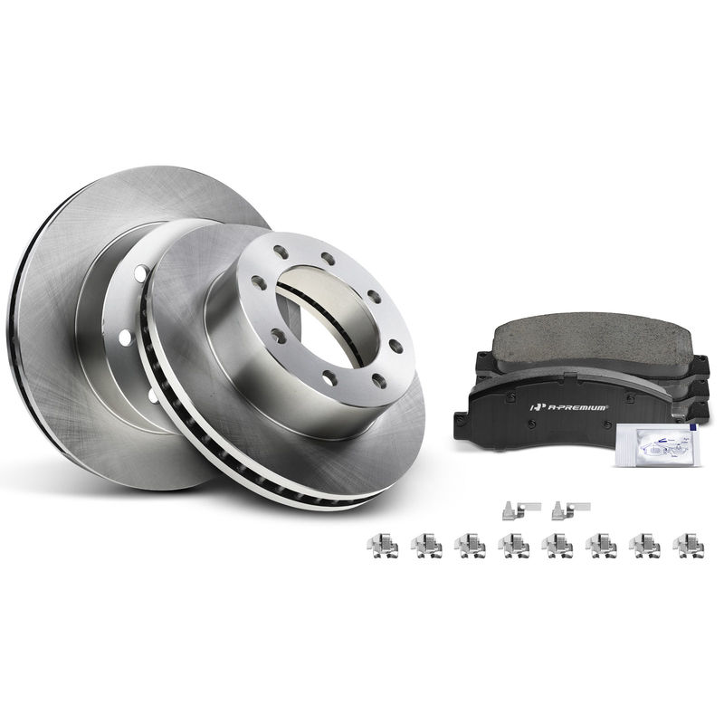 Front Disc Brake Rotors & Ceramic Brake Pads for Ford F-250 F-350 Super Duty