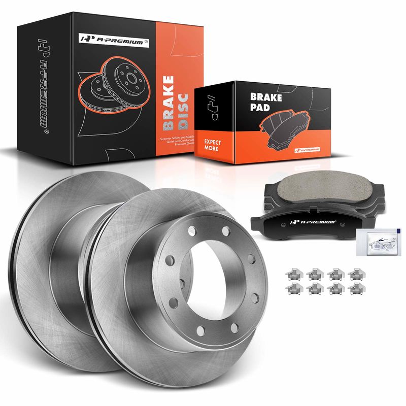 Rear Disc Brake Rotors & Ceramic Brake Pads for Ford F-250 Surper Duty 2005-2012