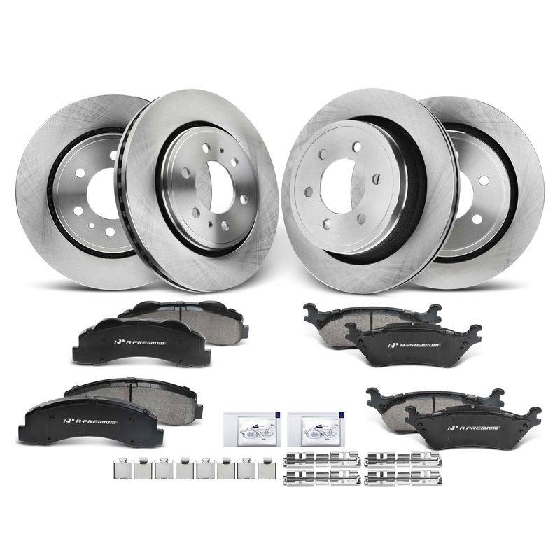 Front & Rear Disc Brake Rotors & Ceramic Brake Pads for Ford F-150 2012-2020