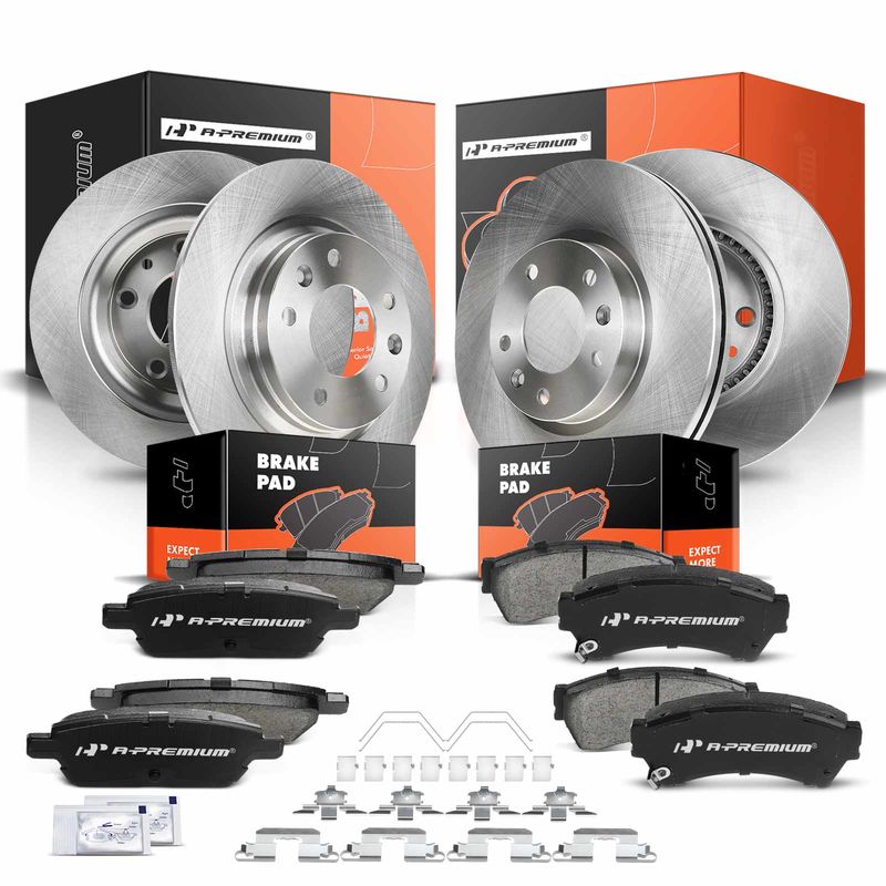 Front & Rear Disc Brake Rotors & Ceramic Brake Pads for Ford Fusion Mazda 6