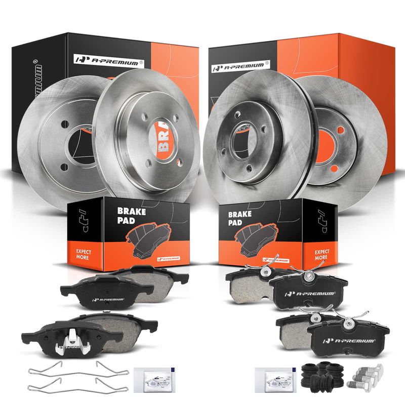 Front & Rear Disc Brake Rotors & Ceramic Brake Pads for Ford Focus 2005-2007