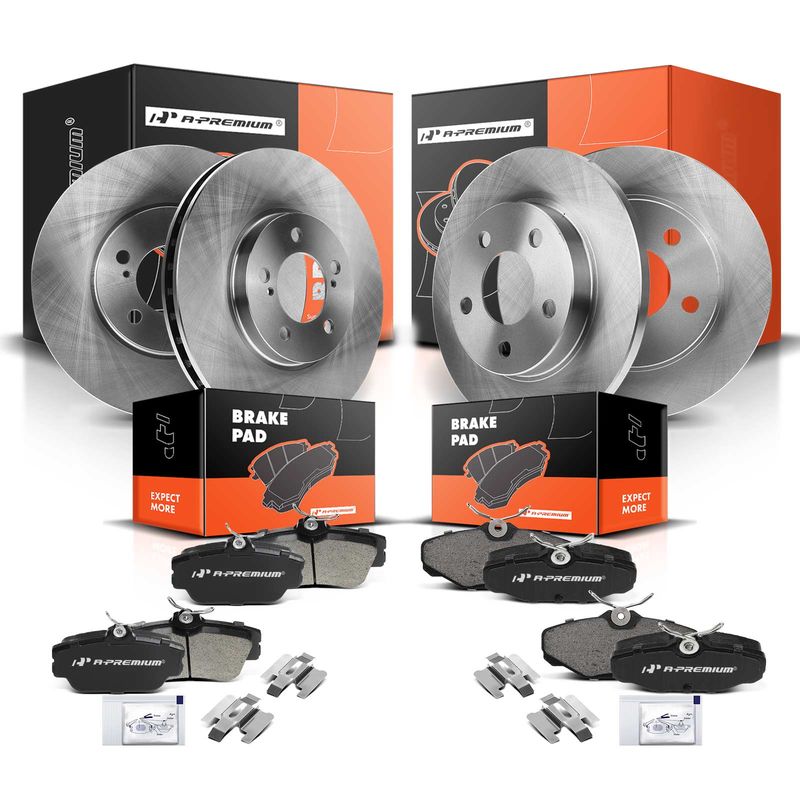 Front & Rear Disc Brake Rotors & Ceramic Brake Pads for Ford Taurus Lincoln