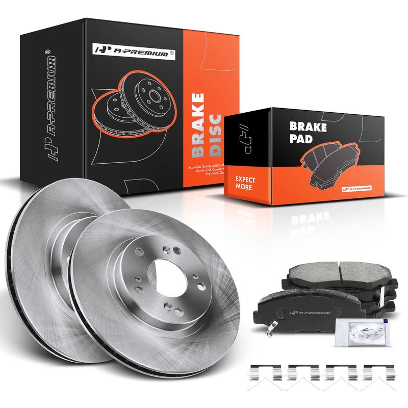 Front Disc Brake Rotors & Ceramic Brake Pads for Honda CR-V 2002-2004 2.4L