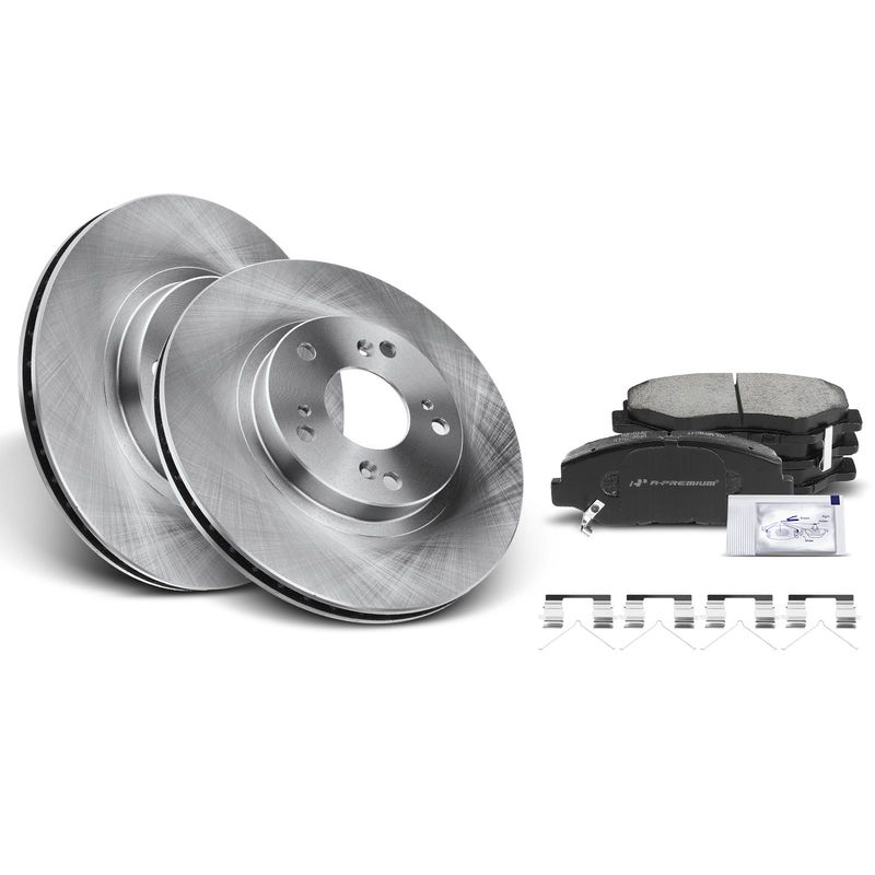 Front Disc Brake Rotors & Ceramic Brake Pads for Honda CR-V 2002-2004 2.4L