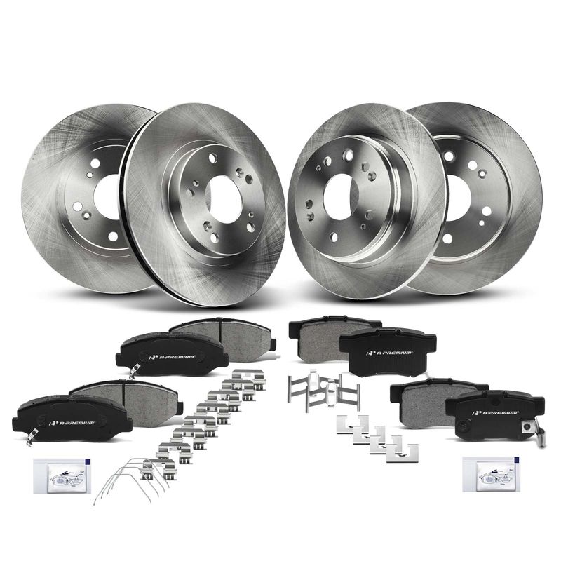 Front & Rear Disc Brake Rotors & Ceramic Brake Pads for Honda CR-V 2002-2004