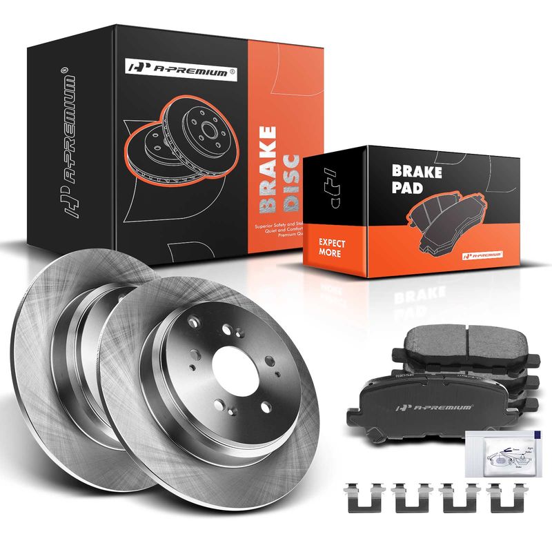 Rear Disc Brake Rotors & Ceramic Brake Pads for Honda Pilot 09-15 Odyssey 11-17
