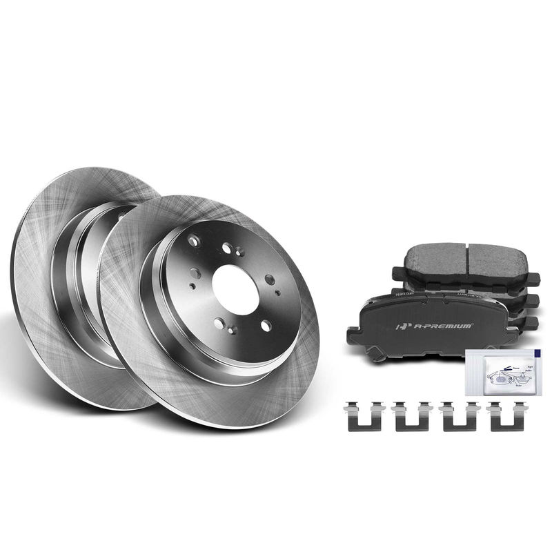 Rear Disc Brake Rotors & Ceramic Brake Pads for Honda Pilot 09-15 Odyssey 11-17