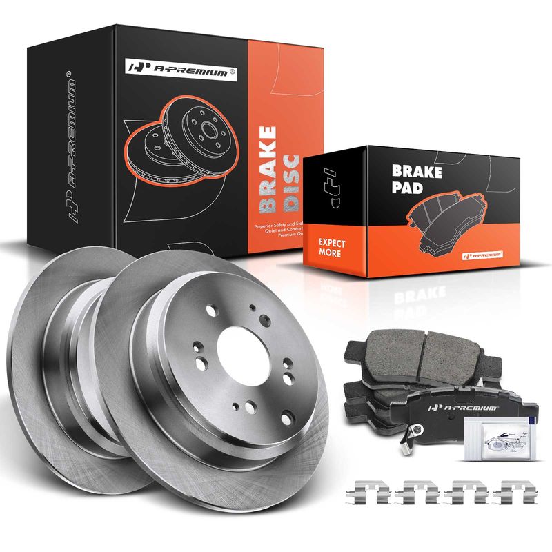 Rear Disc Brake Rotors & Ceramic Brake Pads for Honda Odyssey 2005-2010 3.5L