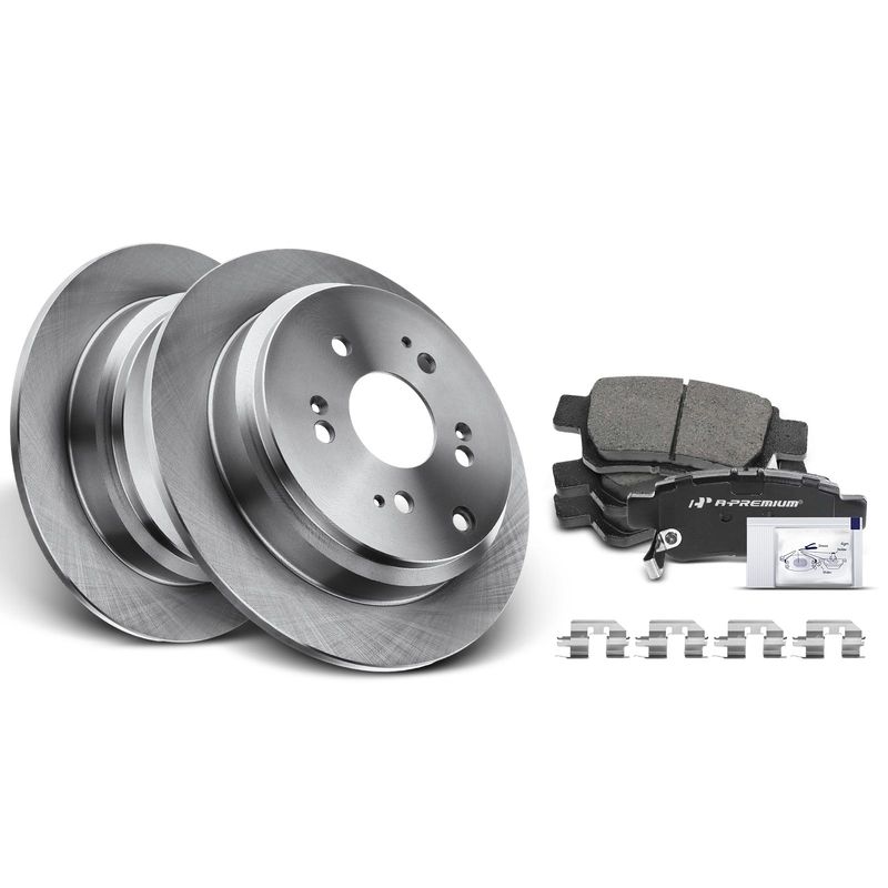Rear Disc Brake Rotors & Ceramic Brake Pads for Honda Odyssey 2005-2010 3.5L