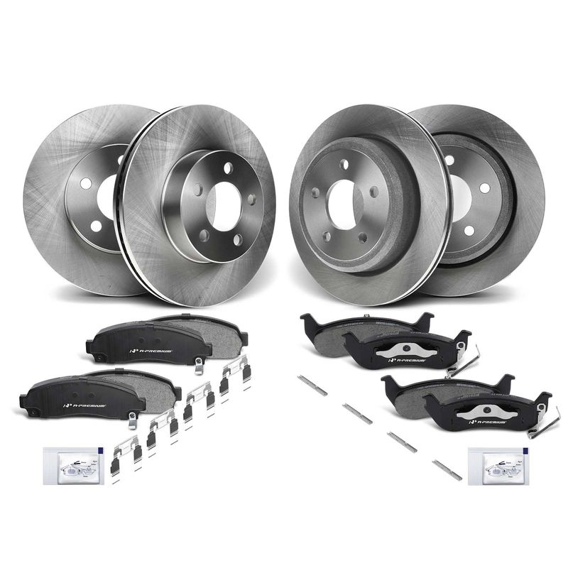Front & Rear Disc Brake Rotors & Ceramic Brake Pads for Ford Ranger 10-11 4WD