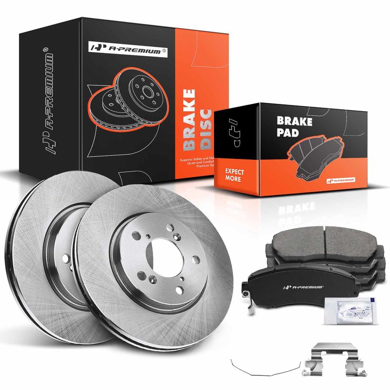 Front Disc Brake Rotors & Ceramic Brake Pads for Honda Odyssey 2005-2010
