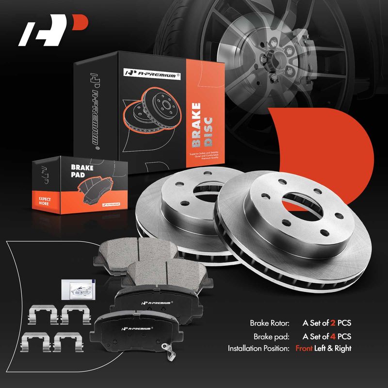 Front Disc Brake Rotors & Ceramic Brake Pads for Hyundai Santa Fe Kia Sorento