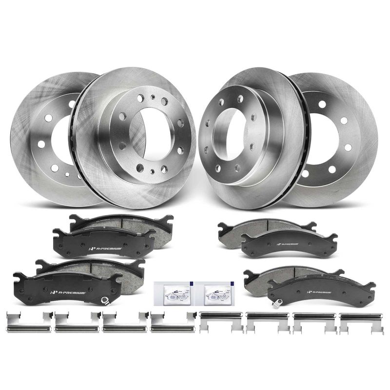 Front & Rear Disc Brake Rotors & Ceramic Brake Pads for GMC Sierra 1500 HD