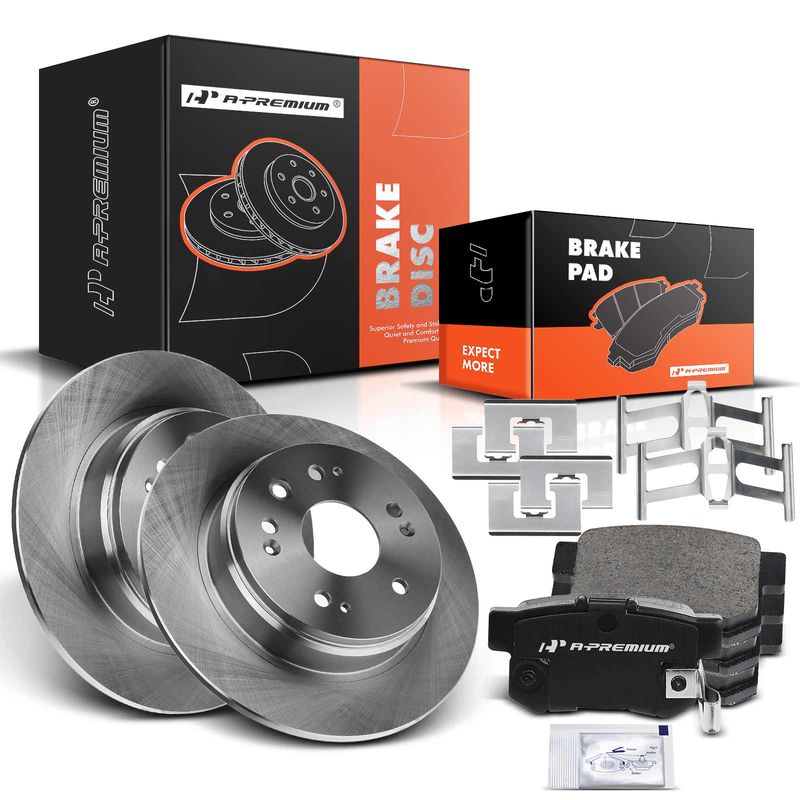 Rear Disc Brake Rotors & Ceramic Brake Pads for Honda CR-V 2002-2004 L4 2.4L