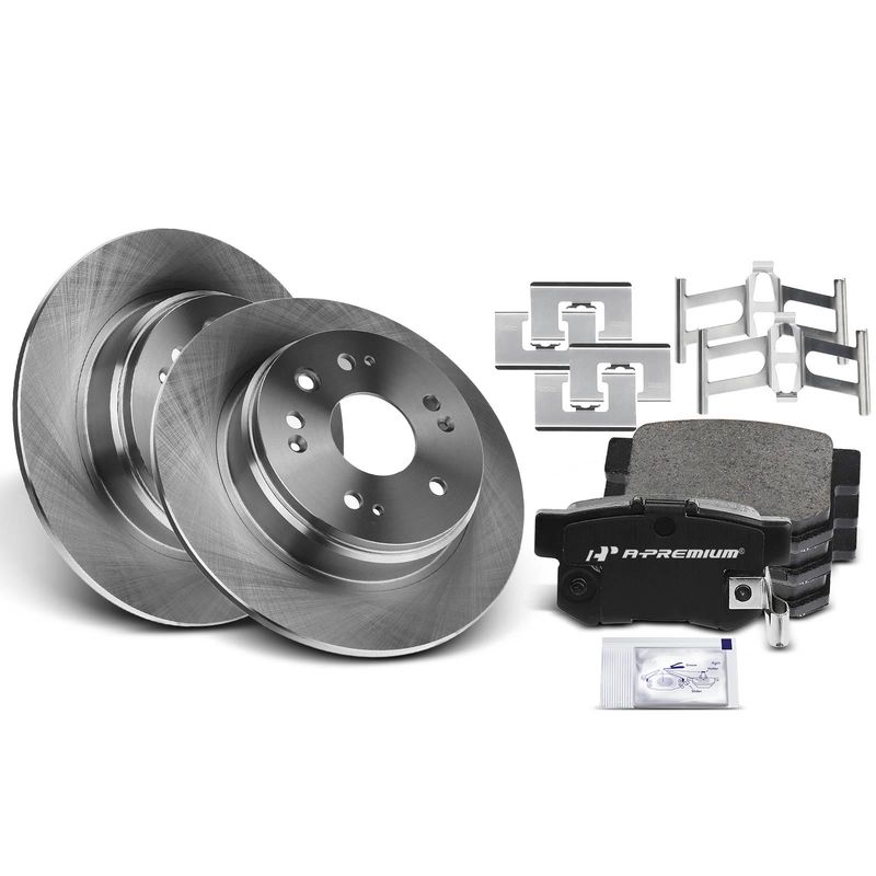 Rear Disc Brake Rotors & Ceramic Brake Pads for Honda CR-V 2002-2004 L4 2.4L
