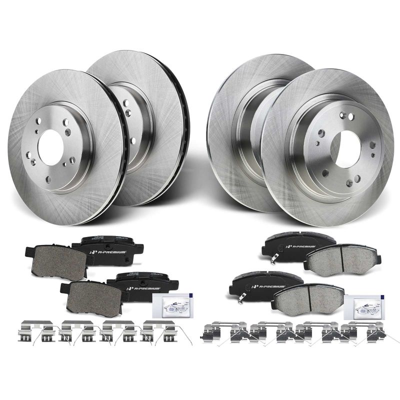 Front & Rear Disc Brake Rotors & Ceramic Brake Pads for Honda Accord 08-12 14-17