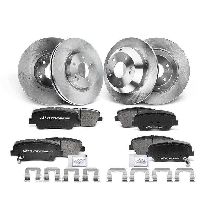 Front & Rear Disc Brake Rotors & Ceramic Brake Pads for Hyundai Santa Fe Kia